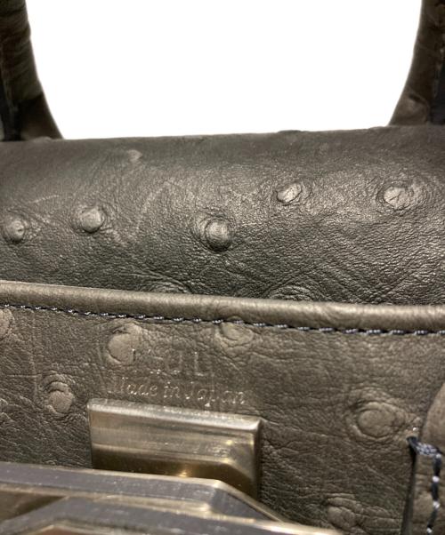 M.U.L（エムユーエル）M.U.L (エムユーエル) 2WAYオーストリッチ型押しハンドバッグ グレーの古着・服飾アイテム