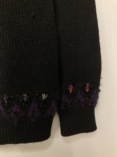 Yonetomi（ヨネトミ）Yonetomi (ヨネトミ) Coohem (コーヘン) 22AW ノルディックニットカーディガン ブラック×パープル サイズ:Lの古着・服飾アイテム