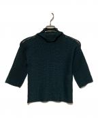 me ISSEY MIYAKEミーイッセイ ミヤケ）の古着「7分袖ハイネックカットソー」｜グリーン