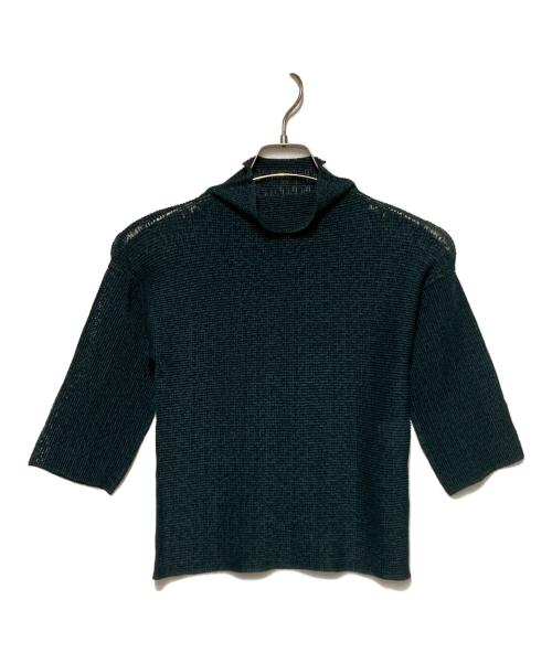 me ISSEY MIYAKE（ミーイッセイ ミヤケ）me ISSEY MIYAKE (ミーイッセイ ミヤケ) 7分袖ハイネックカットソー グリーン サイズ:Fの古着・服飾アイテム