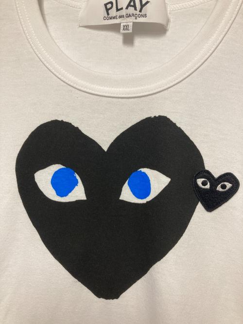 PLAY COMME des GARCONS（プレイコムデギャルソン）PLAY COMME des GARCONS (プレイコムデギャルソン) 25SS BLUE EYES TEE / ハートプリントTシャツ ホワイト サイズ:XXLの古着・服飾アイテム