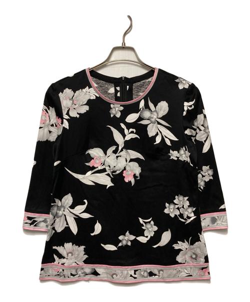 LEONARD（レオナール）LEONARD (レオナール) 花柄長袖ブラウス ブラック サイズ:38の古着・服飾アイテム