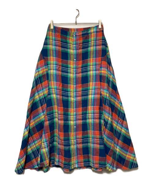POLO RALPH LAUREN（ポロ・ラルフローレン）POLO RALPH LAUREN (ポロ・ラルフローレン) チェックリネンマキシスカート マルチカラー サイズ:2 未使用品の古着・服飾アイテム