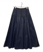 IENAイエナ）の古着「24AW フラワー刺繍タックフレアスカート」｜ネイビー