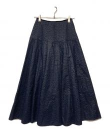 IENA（イエナ）の古着「24AW フラワー刺繍タックフレアスカート」｜ネイビー