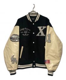 X-LARGE（エクストララージ）の古着「22FW OG LOGO VARSITY JACKET / スタジャン」｜ブラック×ベージュ