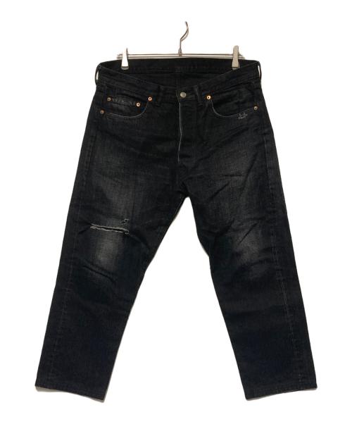 241（トゥーフォーワン）241 (トゥーフォーワン) ダメージ加工セルビッチデニムパンツ ブラック サイズ:XLの古着・服飾アイテム
