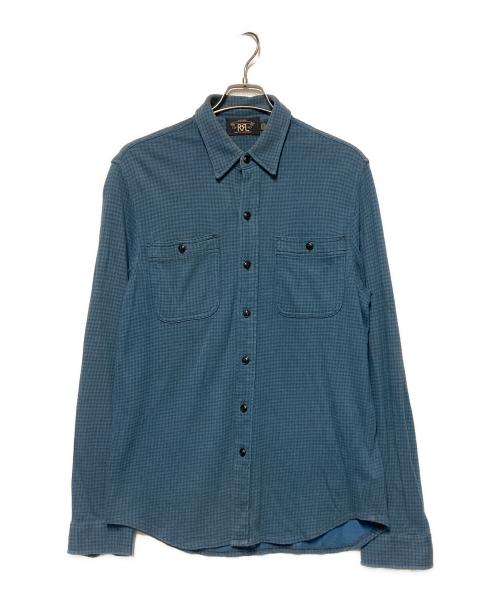 RRL（ダブルアールエル）RRL (ダブルアールエル) 千鳥格子柄長袖シャツ ブルー×ブラック サイズ:Mの古着・服飾アイテム