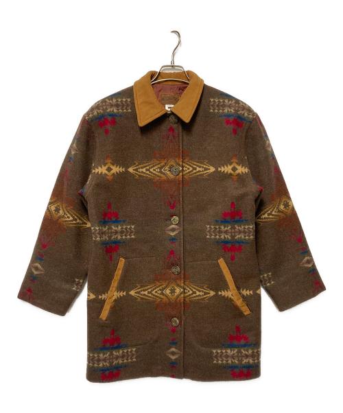 PENDLETON（ペンドルトン）PENDLETON (ペンドルトン) ネイティブ柄ウールカーコート ブラウン サイズ:Sの古着・服飾アイテム