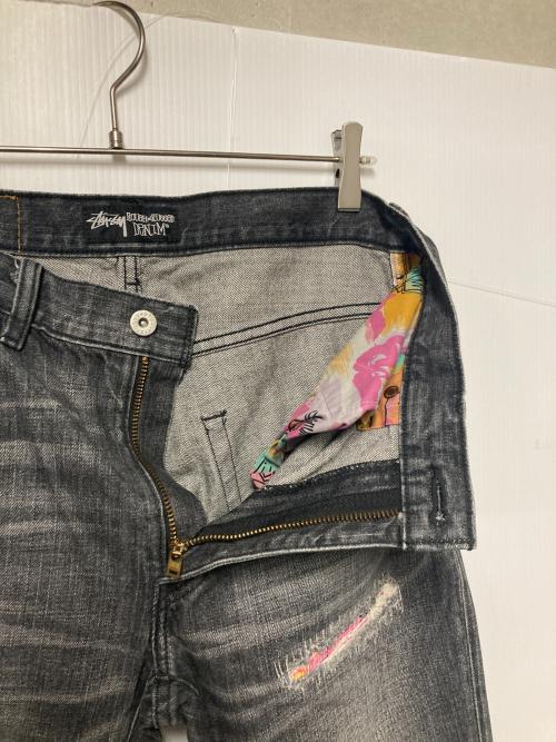 LEVI'S（リーバイス）LEVI'S (リーバイス) stussy (ステューシー) ダメージリペア加工デニムパンツ ブラック サイズ:W32 L30の古着・服飾アイテム