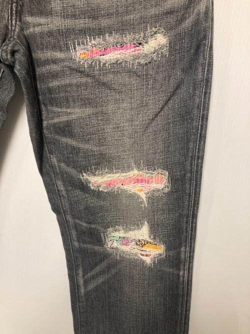 LEVI'S（リーバイス）LEVI'S (リーバイス) stussy (ステューシー) ダメージリペア加工デニムパンツ ブラック サイズ:W32 L30の古着・服飾アイテム
