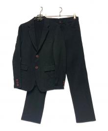 COMME des GARCONS HOMME PLUS（コムデギャルソンオムプリュス）の古着「13SS タイヤボタンポリ縮テーラードセットアップ / Poor king期」｜ブラック