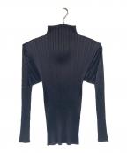 PLEATS PLEASEプリーツプリーズ）の古着「ハイネックプリーツカットソー」｜ブラック