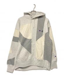 Champion×ANREALAGE（チャンピオン×アンリアレイジ）の古着「裏起毛プルオーバーパーカー」｜グレー