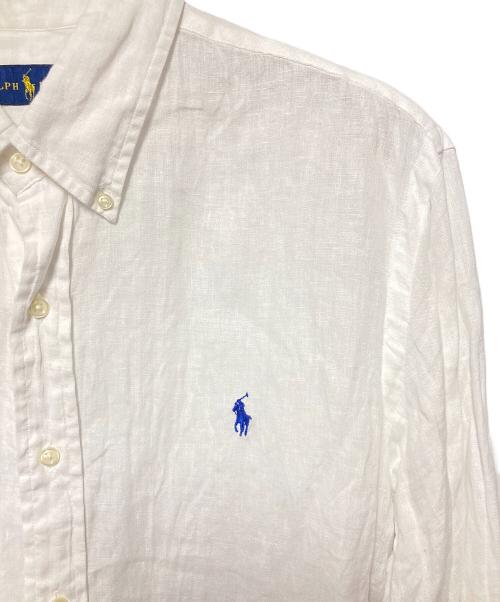 POLO RALPH LAUREN（ポロ・ラルフローレン）POLO RALPH LAUREN (ポロ・ラルフローレン) ボタンダウンリネンシャツ ホワイト サイズ:Lの古着・服飾アイテム