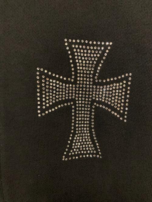 Unknown london（アンノウンロンドン）Unknown london (アンノウンロンドン) Cross Rhinestone Zip Hoodie / ラインストーンジップパーカー ブラック サイズ:Lの古着・服飾アイテム