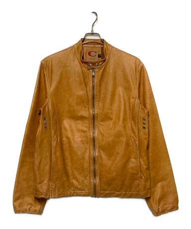 COACH ブラウン シングルライダースジャケット M F86594 COACH コーチ F86594 牛革 カウレザー シングル ライダース ジャケット