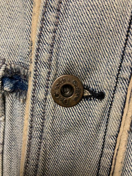 DOLCE & GABBANA（ドルチェ＆ガッバーナ）DOLCE & GABBANA (ドルチェ＆ガッバーナ) ユーズド加工デニムジャケット インディゴ サイズ:44の古着・服飾アイテム