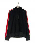 DIESELディーゼル）の古着「S-GINBERO-HOOD / ジャガードプルオーバーパーカー」｜ブラック×レッド