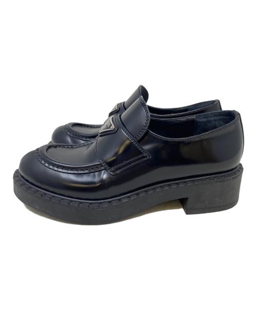 PRADA（プラダ）PRADA (プラダ) チョコレート ブラッシュドレザー ローファー　1D246M ブラック サイズ:34 1/2の古着・服飾アイテム