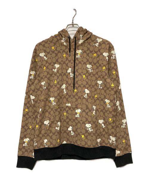 COACH（コーチ）COACH (コーチ) PEANUTS (ピーナッツ) シグネチャースヌーピーフーディー / プルオーバーパーカー ブラウン サイズ:Mの古着・服飾アイテム
