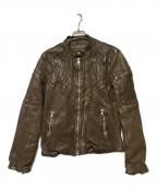 NEIL BARRETTニールバレット）の古着「シングルライダースジャケット / レザーバイカージャケット」｜ブラウン