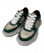 Maison MIHARA YASUHIROメゾン ミハラ ヤスヒロ）の古着「WAYNE LOW brushed pat / アドバン加工ローカットスニーカー」｜ホワイト×グリーン