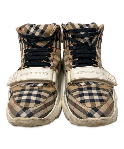 BURBERRY（バーバリー）BURBERRY (バーバリー) ベルクロノバチェックハイカットスニーカー ベージュ サイズ:42の古着・服飾アイテム