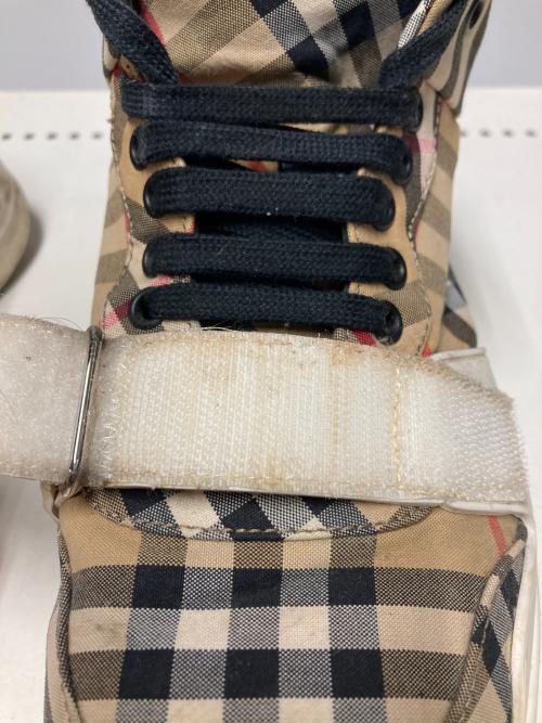 BURBERRY（バーバリー）BURBERRY (バーバリー) ベルクロノバチェックハイカットスニーカー ベージュ サイズ:42の古着・服飾アイテム