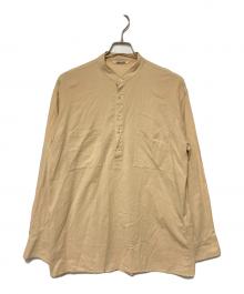 AURALEE（オーラリー）の古着「SHUTTLE GEORGETTE CLOTH P/O SHIRTS / コットンプルオーバーシャツ」｜ベージュ