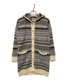 DAMA collection×Jamieson's（ダーマコレクション×ジャミーソンズ）の古着「ジャカードロングカーディガン」｜アイボリー×ブルー