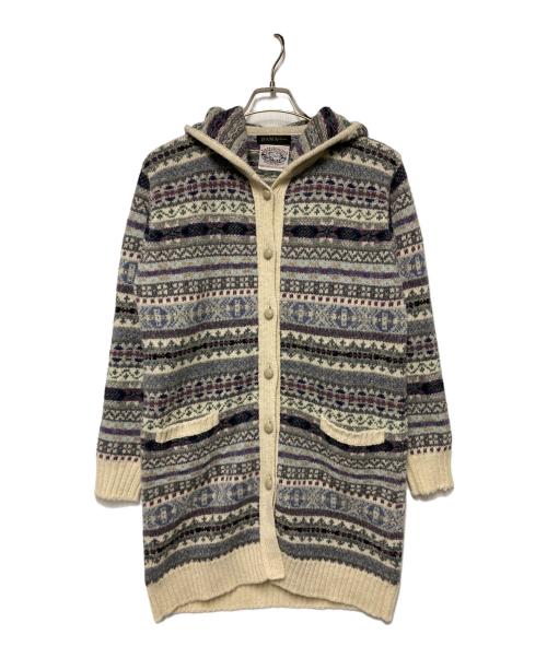 DAMA collection（ダーマコレクション）DAMA collection (ダーマコレクション) Jamieson's (ジャミーソンズ) ジャカードロングカーディガン アイボリー×ブルー サイズ:1の古着・服飾アイテム