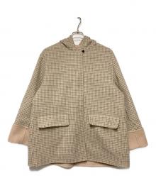 theory luxe（セオリーリュクス）の古着「22AW カシミヤブレンドチェックダブルフェイスコート」｜ベージュ×カーキ