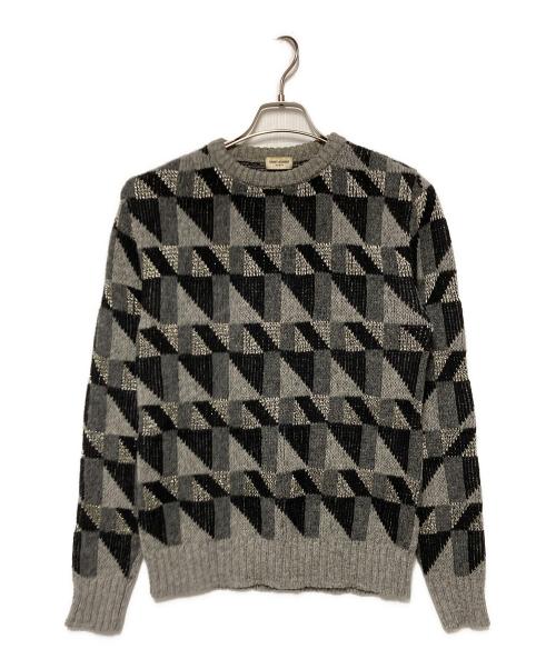 Saint Laurent Paris（サンローランパリ）Saint Laurent Paris (サンローランパリ) 15AW ジオメトリック柄クルーネックニット / エディ期 グレー サイズ:XSの古着・服飾アイテム