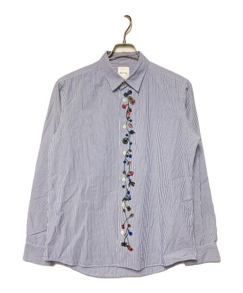 PAUL SMITH（ポールスミス）PAUL SMITH (ポールスミス) 刺繍ストライプシャツ ブルー サイズ:Lの古着・服飾アイテム