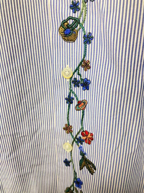 PAUL SMITH（ポールスミス）PAUL SMITH (ポールスミス) 刺繍ストライプシャツ ブルー サイズ:Lの古着・服飾アイテム