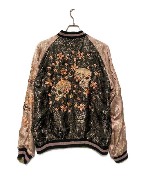 花旅楽団（ハナタビガクダン）花旅楽団 (ハナタビガクダン) リバーシブルスカジャン ベージュ×グリーン サイズ:L 未使用品の古着・服飾アイテム