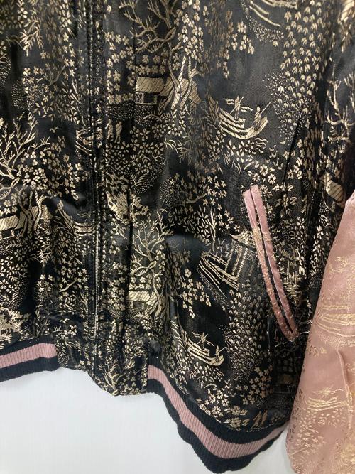 花旅楽団（ハナタビガクダン）花旅楽団 (ハナタビガクダン) リバーシブルスカジャン ベージュ×グリーン サイズ:L 未使用品の古着・服飾アイテム