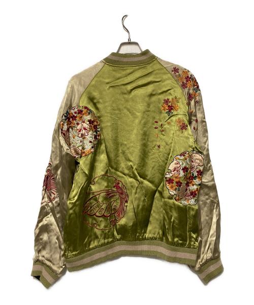 花旅楽団（ハナタビガクダン）花旅楽団 (ハナタビガクダン) リバーシブルスカジャン ベージュ×グリーン サイズ:L 未使用品の古着・服飾アイテム