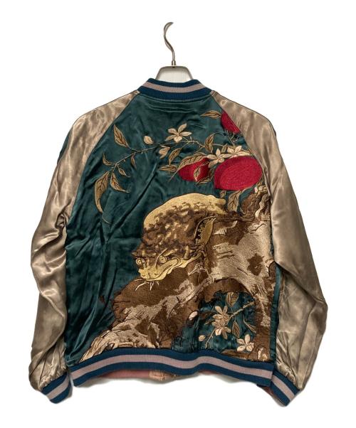 花旅楽団（ハナタビガクダン）花旅楽団 (ハナタビガクダン) リバーシブルスカジャン ブルー×ベージュ サイズ:M 未使用品の古着・服飾アイテム