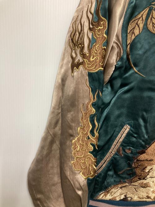 花旅楽団（ハナタビガクダン）花旅楽団 (ハナタビガクダン) リバーシブルスカジャン ブルー×ベージュ サイズ:M 未使用品の古着・服飾アイテム