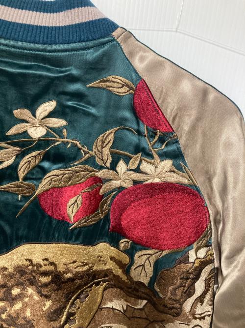 花旅楽団（ハナタビガクダン）花旅楽団 (ハナタビガクダン) リバーシブルスカジャン ブルー×ベージュ サイズ:M 未使用品の古着・服飾アイテム