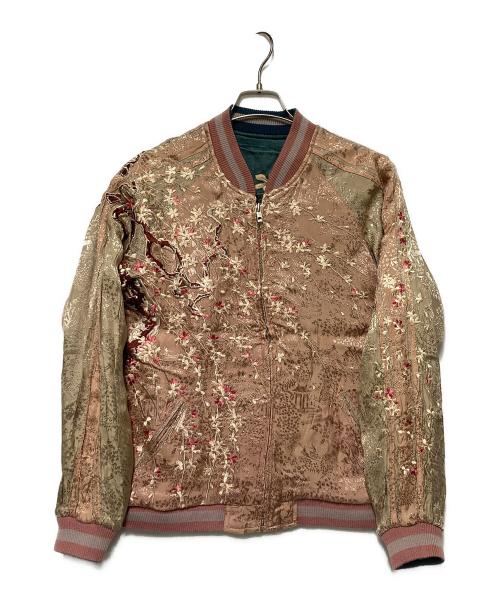 花旅楽団（ハナタビガクダン）花旅楽団 (ハナタビガクダン) リバーシブルスカジャン ブルー×ベージュ サイズ:M 未使用品の古着・服飾アイテム