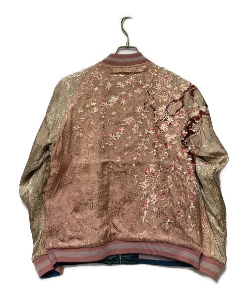 花旅楽団（ハナタビガクダン）花旅楽団 (ハナタビガクダン) リバーシブルスカジャン ブルー×ベージュ サイズ:M 未使用品の古着・服飾アイテム