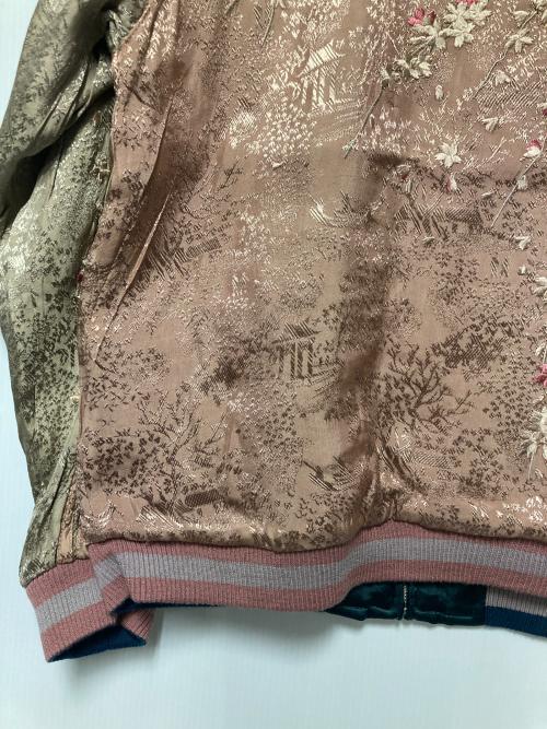 花旅楽団（ハナタビガクダン）花旅楽団 (ハナタビガクダン) リバーシブルスカジャン ブルー×ベージュ サイズ:M 未使用品の古着・服飾アイテム