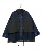 WHITE MOUNTAINEERINGホワイトマウンテ二アニング）の古着「20SS HOODED WIDE SLEEVES JACKET」｜ネイビー×ブラック