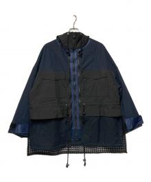 WHITE MOUNTAINEERING（ホワイトマウンテ二アニング）の古着「20SS HOODED WIDE SLEEVES JACKET」｜ネイビー×ブラック