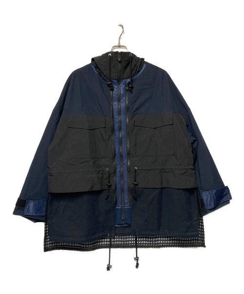 WHITE MOUNTAINEERING（ホワイトマウンテ二アニング）WHITE MOUNTAINEERING (ホワイトマウンテ二アニング) 20SS HOODED WIDE SLEEVES JACKET ネイビー×ブラック サイズ:3の古着・服飾アイテム