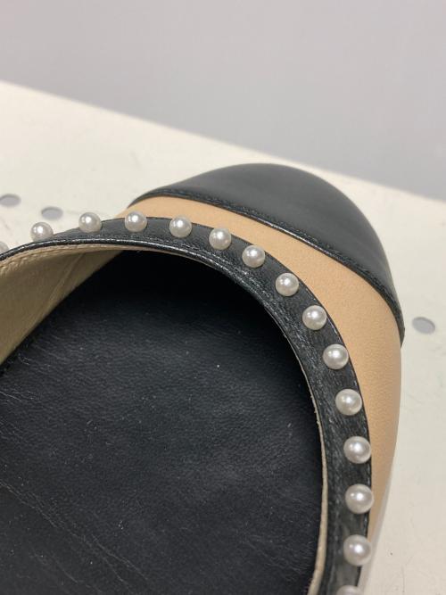 CHANEL（シャネル）CHANEL (シャネル) パールフラットシューズ ベージュ×ブラック サイズ:35Cの古着・服飾アイテム