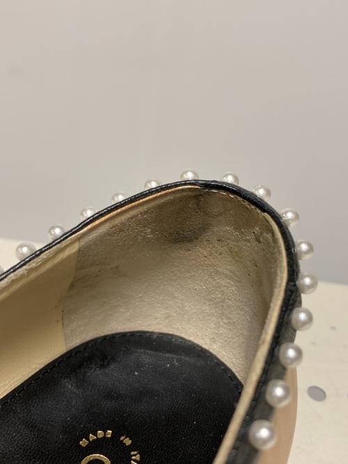 CHANEL（シャネル）CHANEL (シャネル) パールフラットシューズ ベージュ×ブラック サイズ:35Cの古着・服飾アイテム